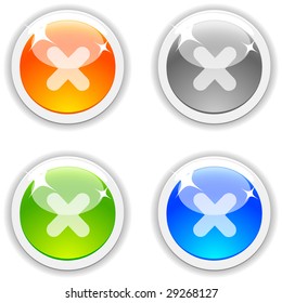  Cancel realistic buttons. Vector illustration.
