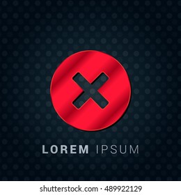 Cancel Red chromium precious metallic 3D Icon / Logo Design