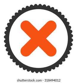 Cancel round stamp icon. This flat vector symbol is drawn with orange and gray colors on a white background.