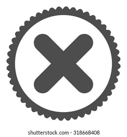 Cancel round stamp icon. This flat vector symbol is drawn with gray color on a white background.