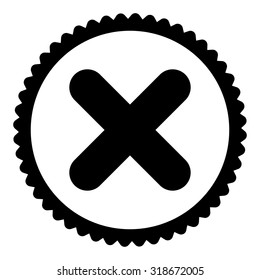 Cancel round stamp icon. This flat vector symbol is drawn with black color on a white background.