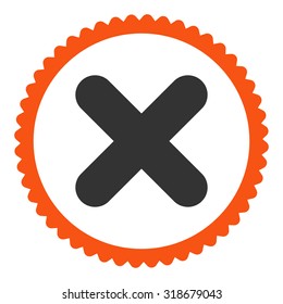 Cancel round stamp icon. This flat vector symbol is drawn with orange and gray colors on a white background.