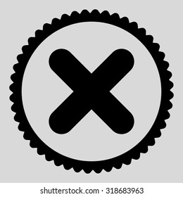 Cancel round stamp icon. This flat vector symbol is drawn with black color on a light gray background.