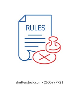 Cancel rules. Prescription. Vector linear icon isolated on white background.