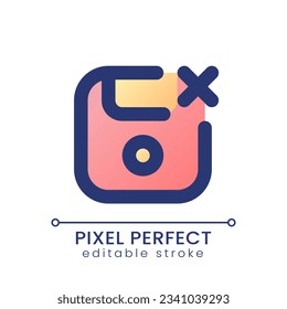 Cancel saving pixel perfect gradient fill ui icon. Information record mistake. Unsuccessful process. Modern colorful line symbol. GUI, UX design for app, web. Vector isolated editable RGB element