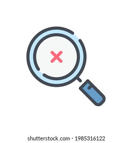 Cancel search color line icon. Magnifier with x cross vector outline colorful sign.