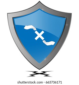 cancel shield isolated, 3d illustration