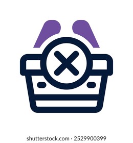 ícone de cancelamento de compras. vetor ícone de tom duplo para o seu site, celular, apresentação e design de logotipo.