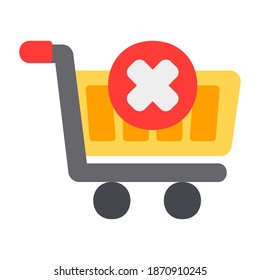 Cancel Shopping icon vector illustration in flat style for any projects, use for website mobile app presentation