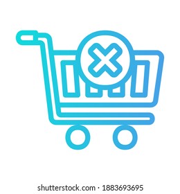 Cancel Shopping icon vector illustration in gradient style for any projects, use for website mobile app presentation