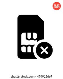 Cancel the Sim card Icon Flat Style Isolated Vector Illustration