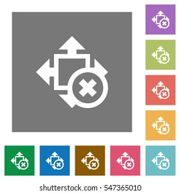 Cancel size flat icons on simple color square backgrounds