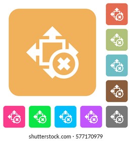 Cancel size flat icons on rounded square vivid color backgrounds.