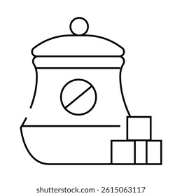 cancel sugar line icon vector. cancel sugar sign. isolated contour symbol black illustration