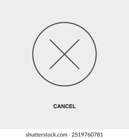 Cancel thin line icon or logo. Symbol or sign on airline or travel app theme. Vector line illustration.