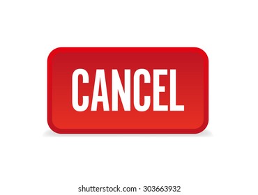 Cancel three-dimensional square button isolated on white background