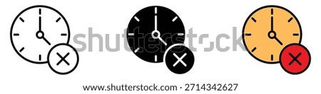 Cancel time icon vector. time removal, cancellation, missed deadline symbol. vector illustration.