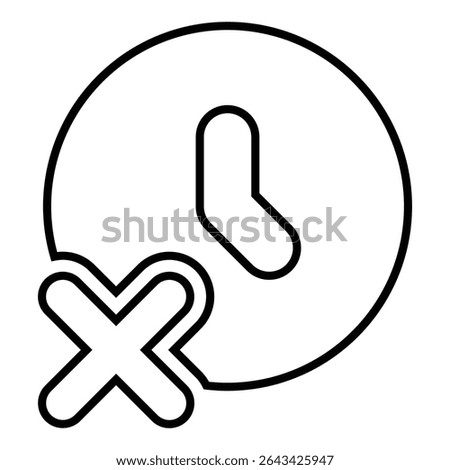 cancel time line icon design. cancel time thin black outline symbol vector illustration. editable stroke icon on transparent background.