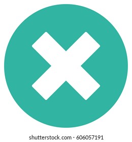Cancel vector icon. Flat cyan symbol. Pictogram is isolated on a white background. Designed for web and software interfaces.