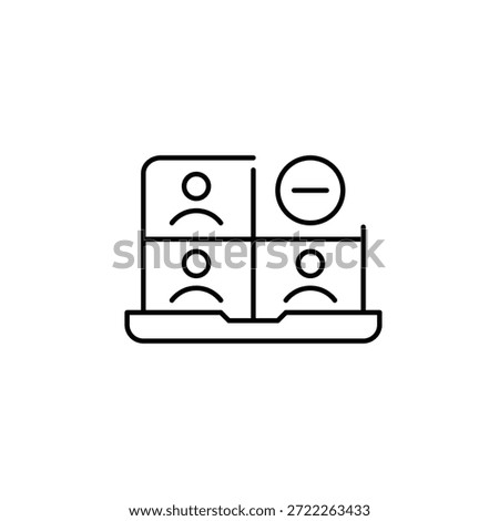 Cancel video chat, remove members from conference. Pixel perfect, editable stroke vector icon