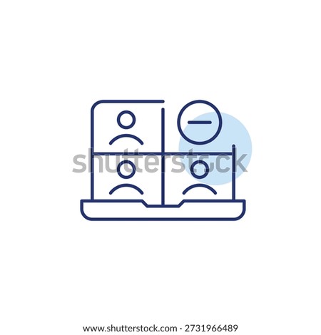 Cancel video chat, remove members from conference. Pixel perfect, editable stroke vector icon