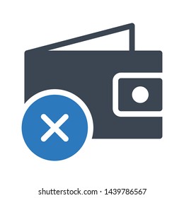 cancel wallet glyph color vector icon