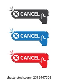 cancel web button with check mark nad hand mouse cursor icon