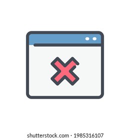 Cancel website and web page color line icon. Cancellation and rejection online web hosting vector outline colorful sign.