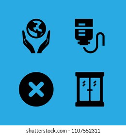 cancel, world in your hands, drop counter and window icons vector in sample icon set for web and graphic design