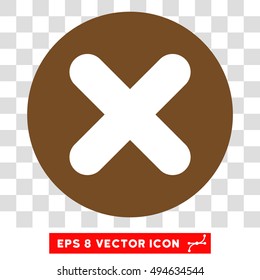 Cancel X-Cross round icon. Vector EPS illustration style is flat iconic bicolor symbol, white and brown colors, transparent background.