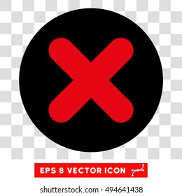 Cancel X-Cross round icon. Vector EPS illustration style is flat iconic bicolor symbol, intensive red and black colors, transparent background.