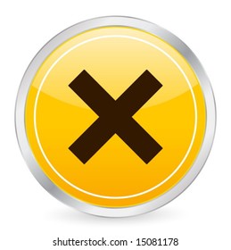 Cancel yellow circle icon. Vector illustration.