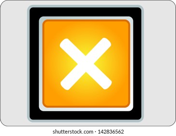 cancel yellow square web icon on grey background