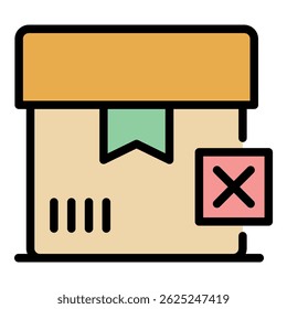 Canceled box icon. Outline canceled box vector icon color flat isolated