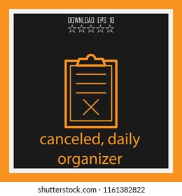 canceled, daily organizer vector icon