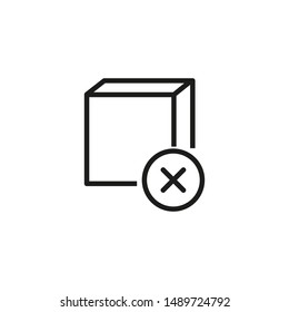 Canceled delivery line icon. Delete order, canceled mail, remove purchase. Reject or cancel concept. Vector illustration can be used for topics like shopping, e-commerce, service