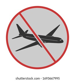 Flugsymbol abgebrochen. Stoppen Sie das COVID-Zeichen. Vektorillustration