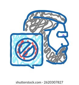 canceled male person doodle icon sketch vector. canceled male person sign. isolated symbol illustration
