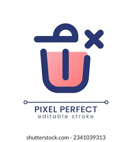 Canceled removal pixel perfect gradient fill ui icon. Trash basket with cross. Deleting mistake. Modern colorful line symbol. GUI, UX design for app, web. Vector isolated editable RGB element