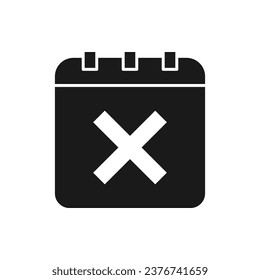 Canceled schedule icon flat style isolated on white background. Vector illustration