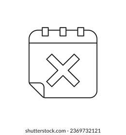Canceled schedule icon line style isolated on white background. Vector illustration