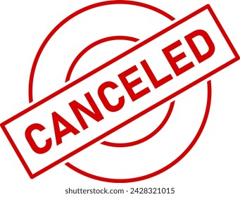 Canceled Stamp Red Sign Symbol Icon with a Rotation of 30 Degrees. Vector Image.