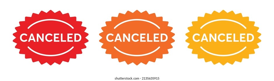 Canceled sticker tag set. Vector illustration
