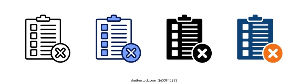 Cancelación Todo en uno Icon Multi Styles Vector Set