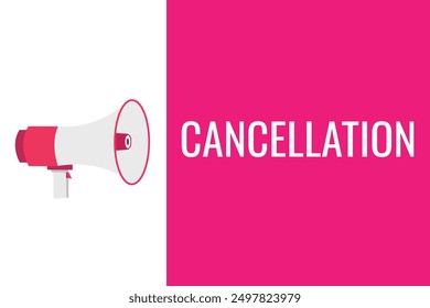 Cancelación Botón, Anuncio, etiqueta, Plantilla para el Sitio web. Texto de cancelación con el icono colorido del megáfono