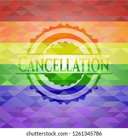 Cancellation on mosaic background with the colors of the LGBT flag