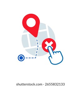 Cancellation of online delivery orders or cancel taxi pickup. Graphic elements for user interface pages, infographics, icons,etc.