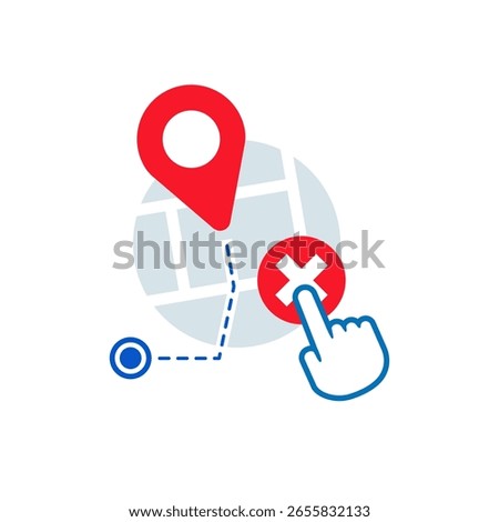 Cancellation of online delivery orders or cancel taxi pickup. Graphic elements for user interface pages, infographics, icons,etc.