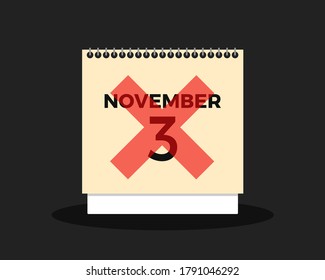 Cancellation And Postpone Of Election Day - Calendar Is Showing Date November 3