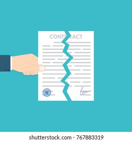 Cancellation or Terminated contract. Disagreement consept. Vector illustration.